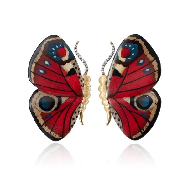 Butterfly Earrings Red Blue (Medium)