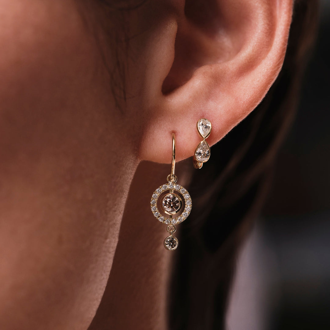 Pear Diamond Huggie Hoops W-D