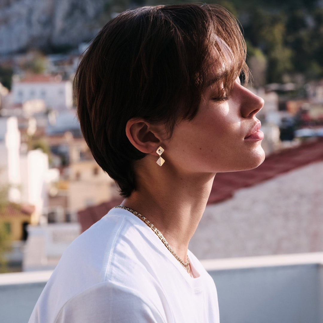 Large Tile Drop Earrings