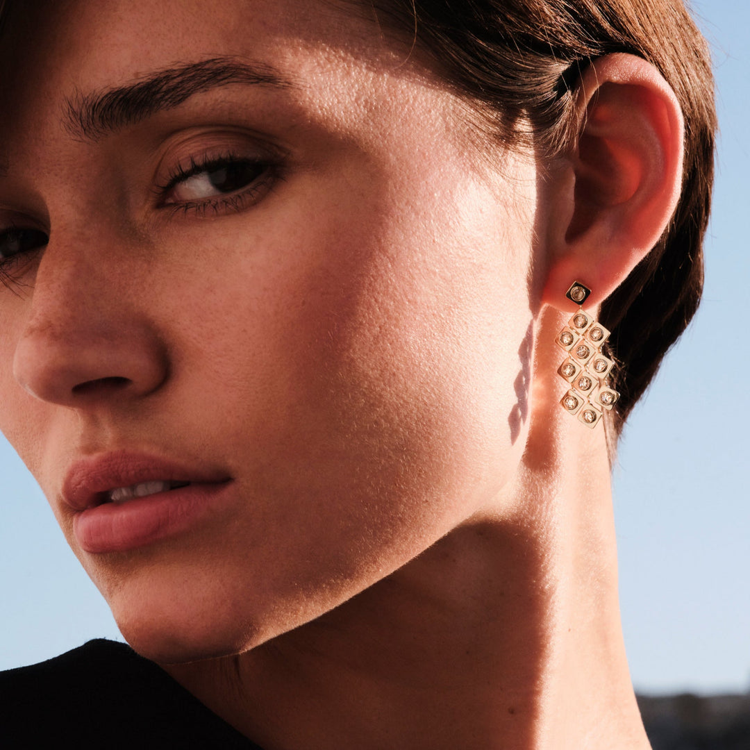 Diamond Tile Curtain Earrings