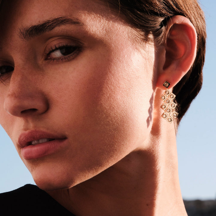 Diamond Tile Curtain Earrings