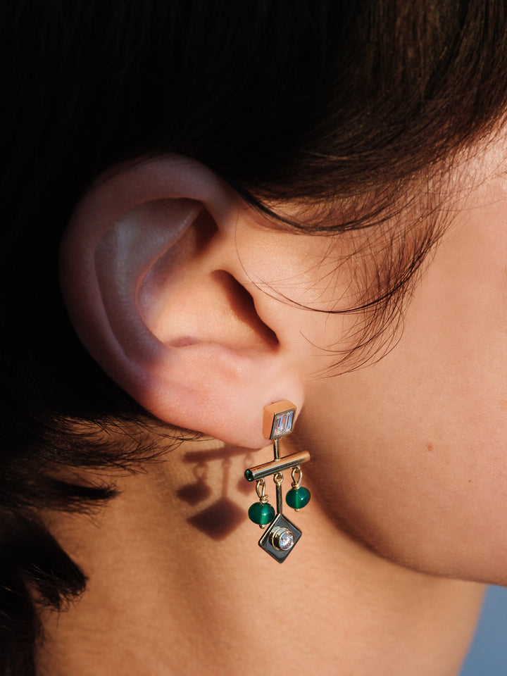 Tile Emerald Drop Earrings