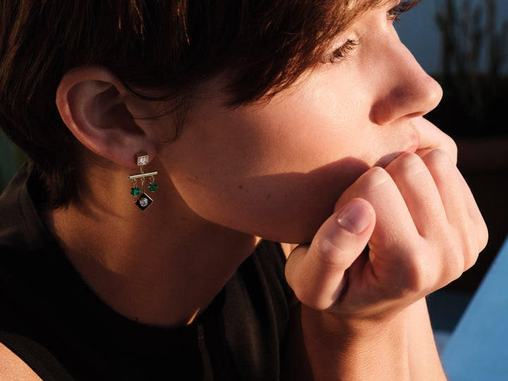 Tile Emerald Drop Earrings