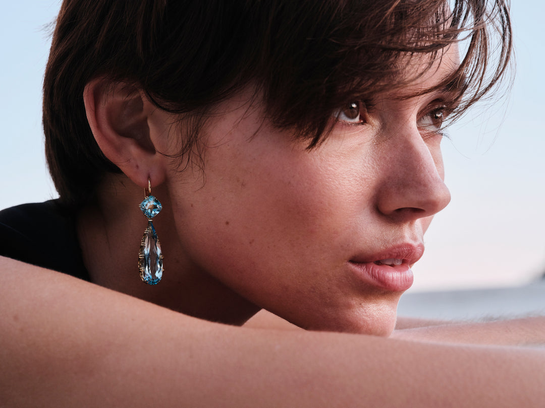 Double Crown Drops Blue Topaz