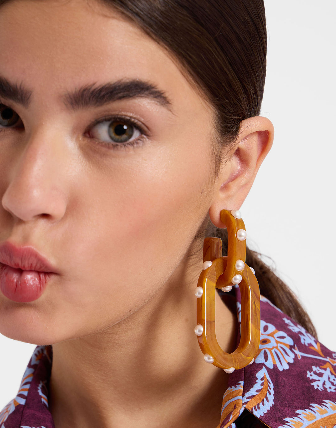 Nefertiti Double Earrings Solid Rust, LDJ-Jewelry-Ear, Ileana Makri