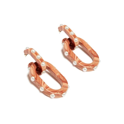 Nefertiti Double Earrings Solid Pink