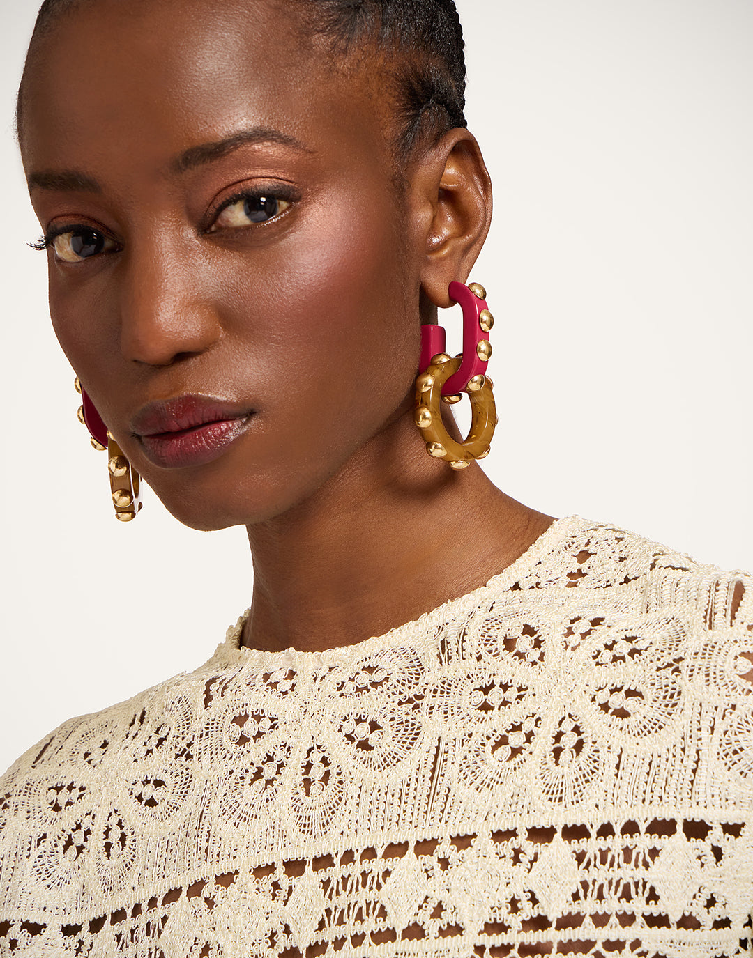 Double Hoop Earrings Military Green