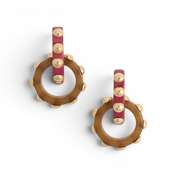 Double Hoop Earrings Military Green
