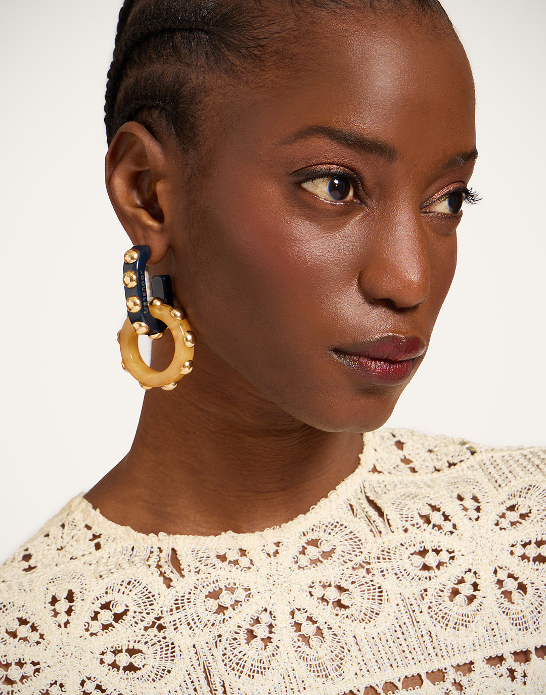 Double Hoop Earrings Yellow