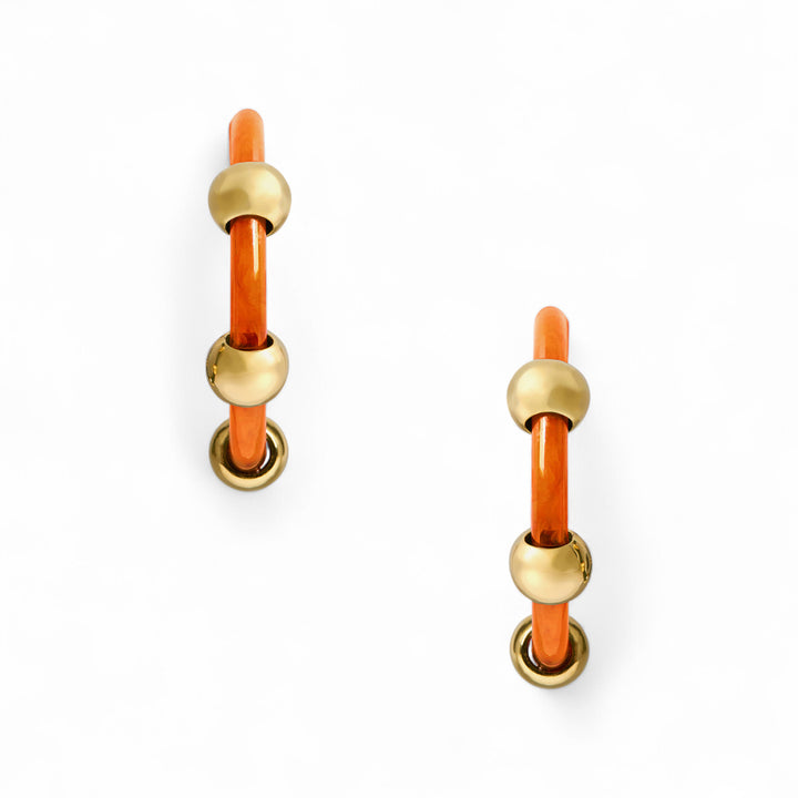 Studded Hoops Solid Orange