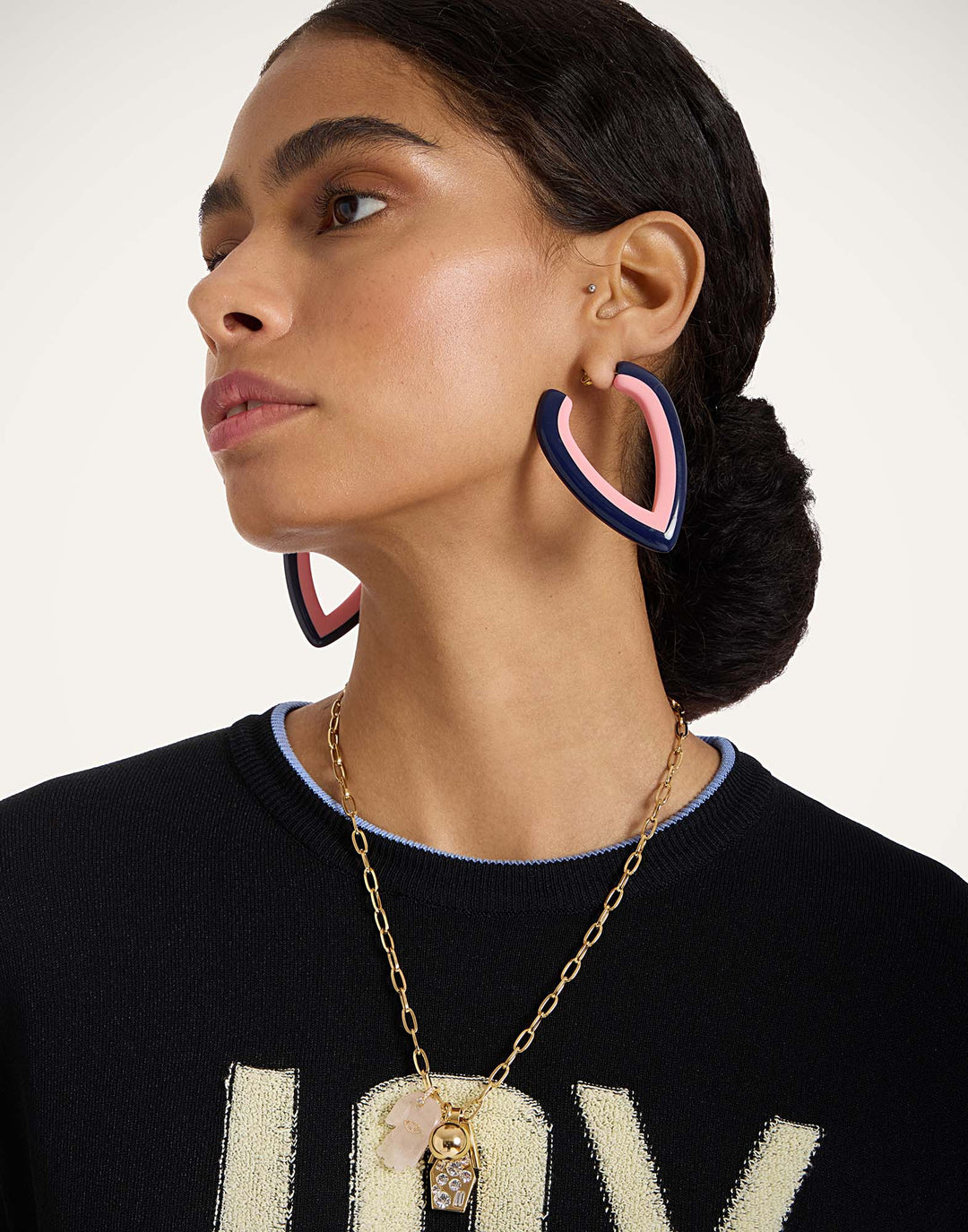 Dew Earrings Bicolor Pink Navy