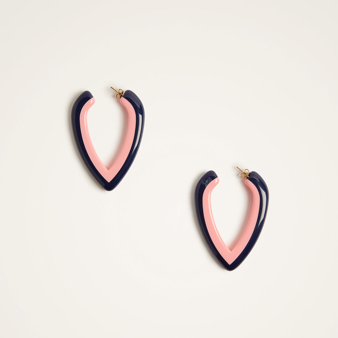 Dew Earrings Bicolor Pink Navy