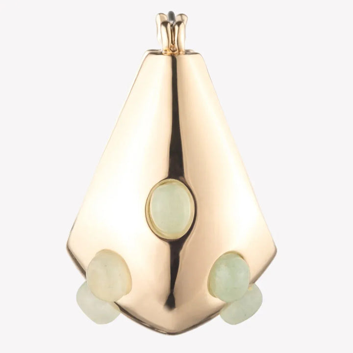 Inlaid Cabochon Jade Teardrop Hoops, EBorgo-Earrings, Ileana Makri