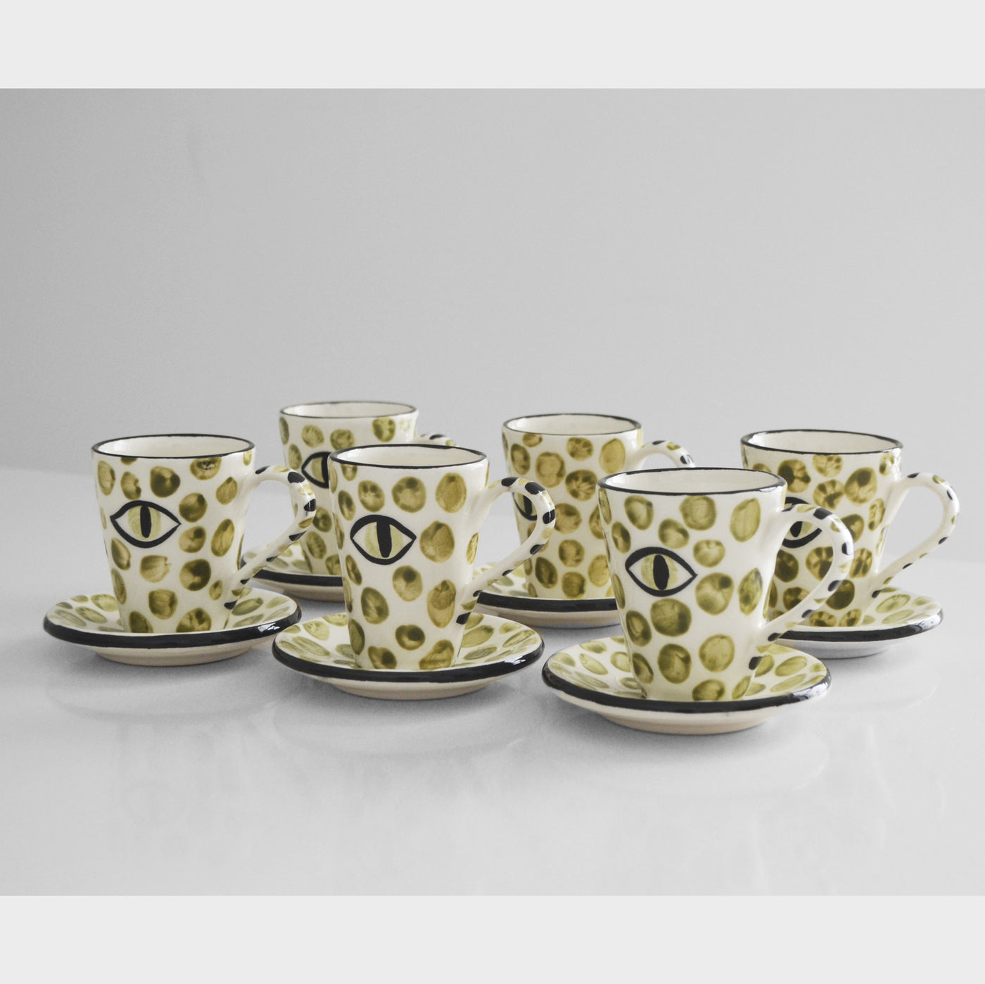 Dawn Polka Dots Espresso Cups Khaki (set of 6) - Ileana Makri