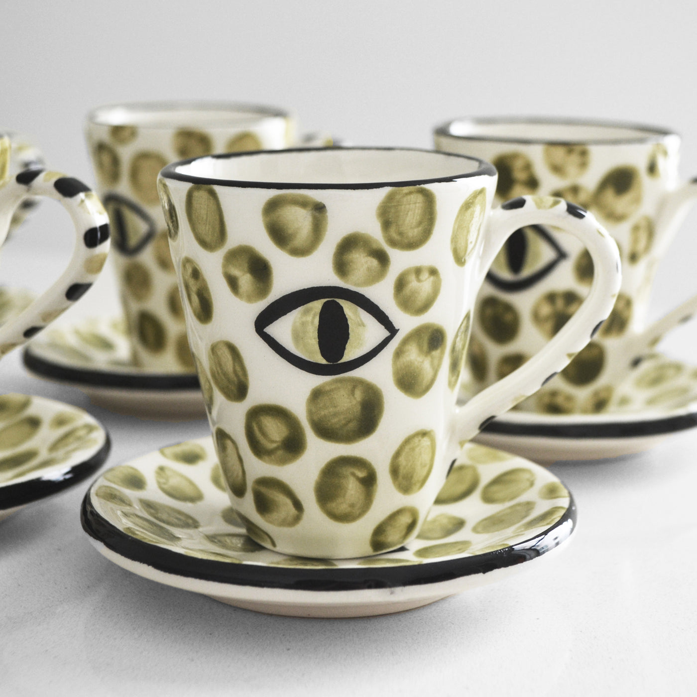 Dawn Polka Dots Espresso Cups Khaki (set of 6) - Ileana Makri