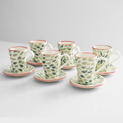 Floral Green Sage Espresso Cups (set of 6) - Ileana Makri