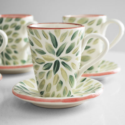 Floral Green Sage Espresso Cups (set of 6)