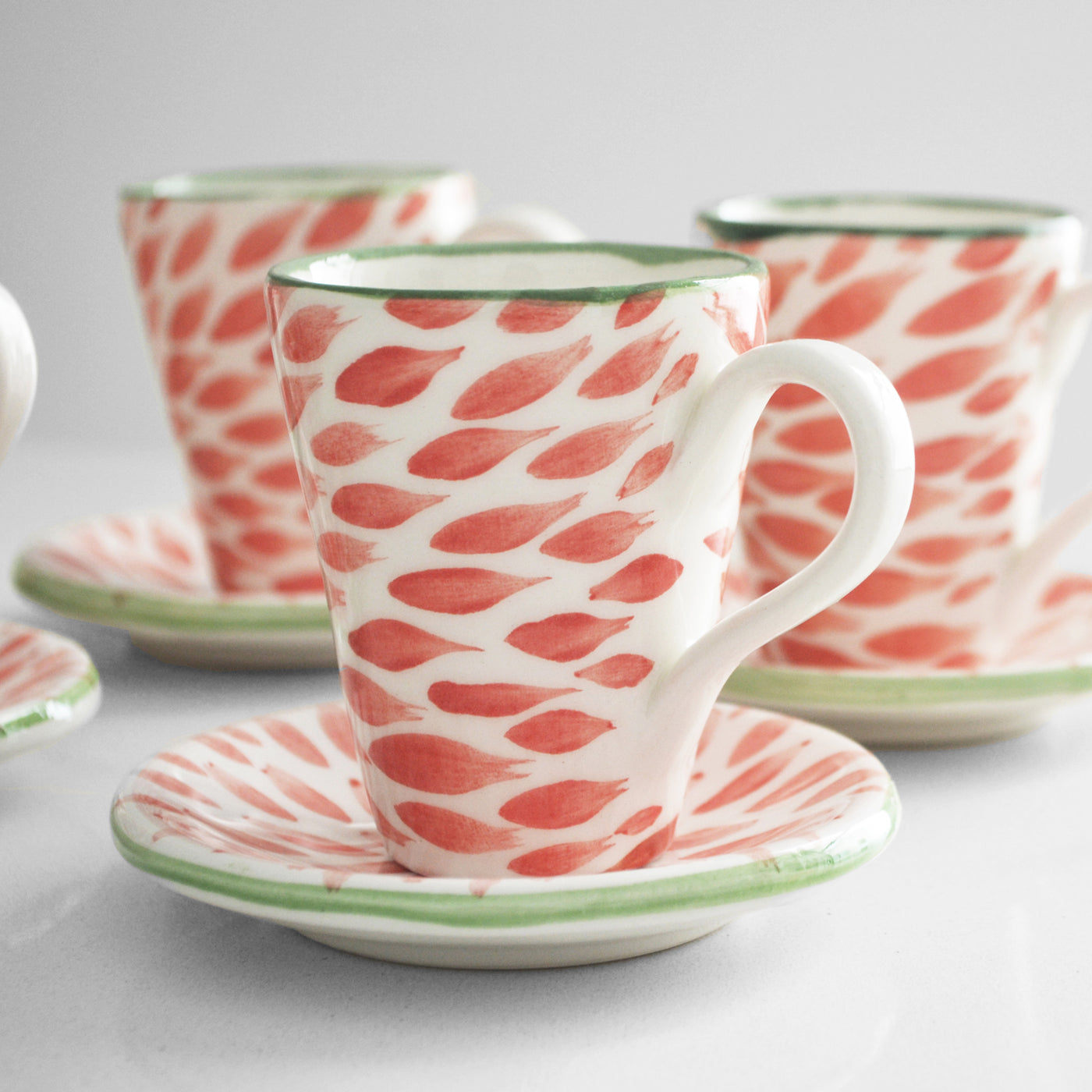 Floral Red Espresso Cups (set of 6) - Ileana Makri