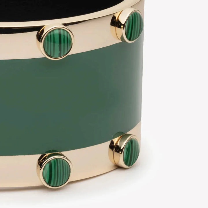 Inlaid Cabochon Malachite Cuff