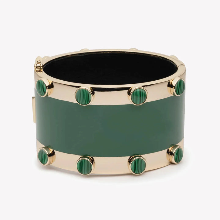 Inlaid Cabochon Malachite Cuff