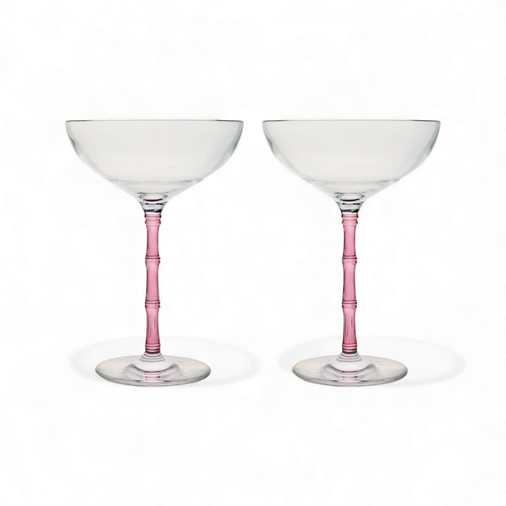 Bamboo Coupe Glasses Pink (Set Of 2)