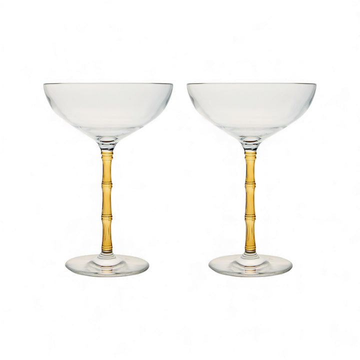 Bamboo Coupe Glasses Amber (Set Of 2)