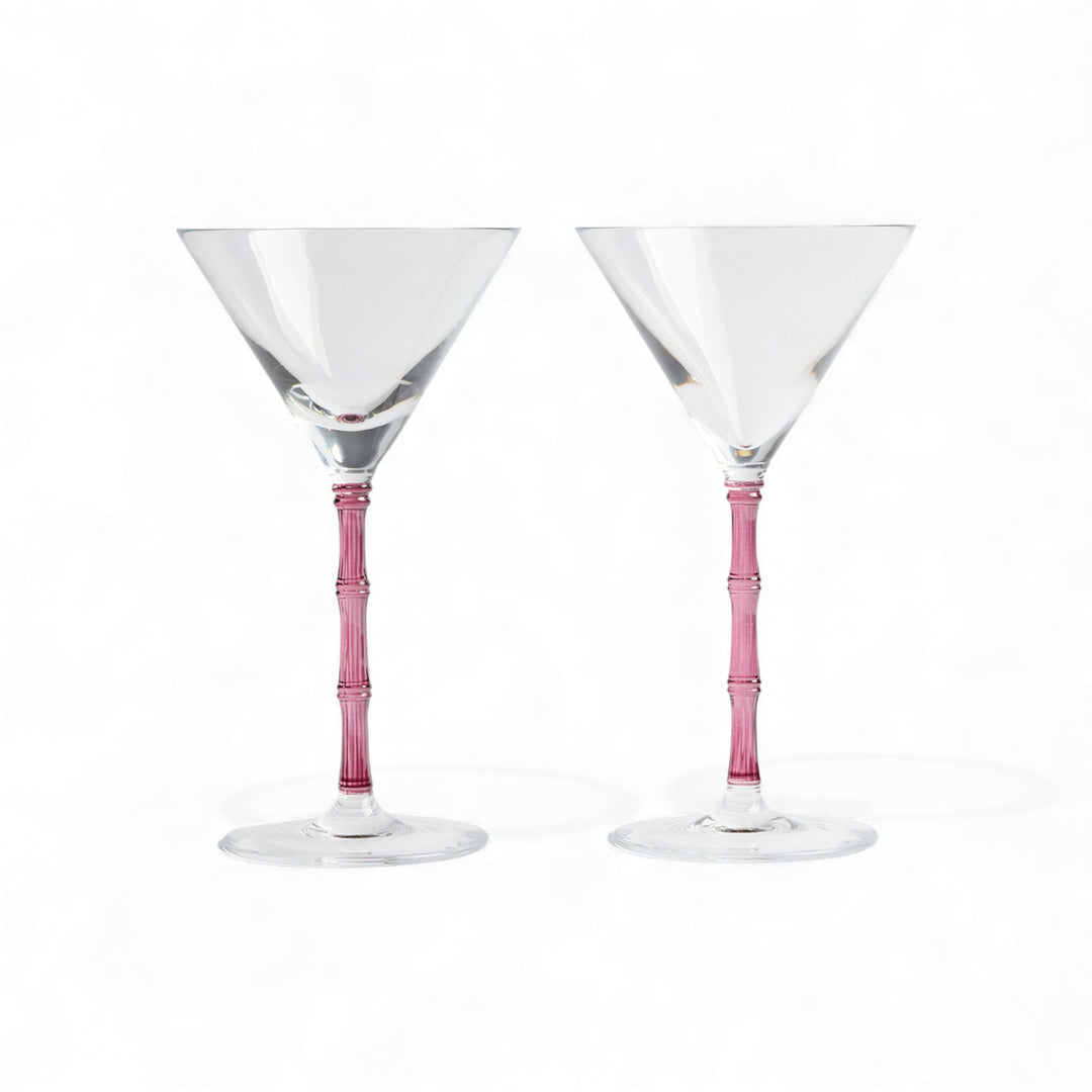 Bamboo Martini Glasses Pink (Set Of 2)