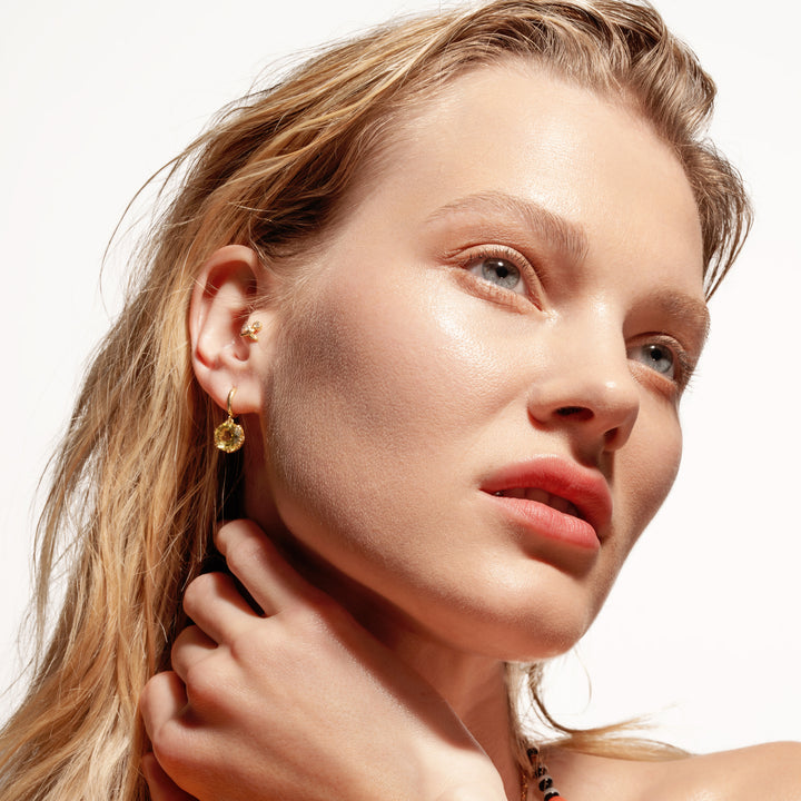 Crown Midi Hoops Lemon Topaz
