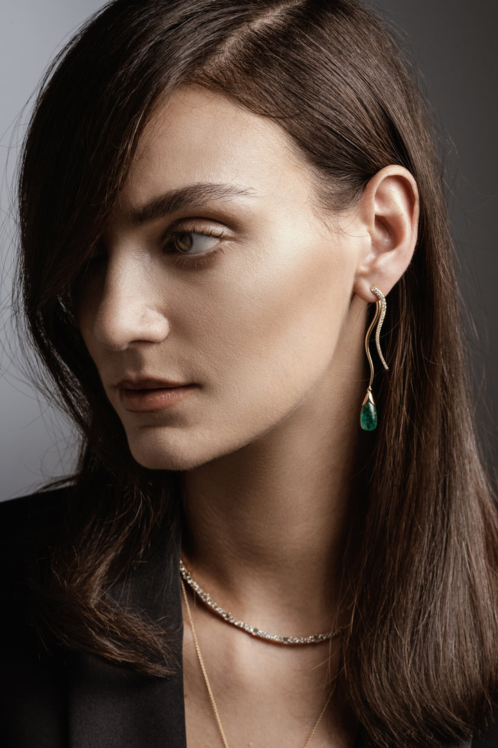 Diamond Branch Earrings Y-D-EM - Ileana Makri