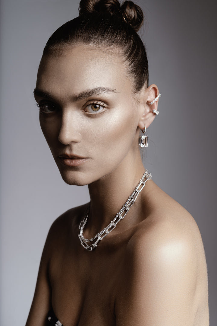 Royal Crown White Topaz Hoops