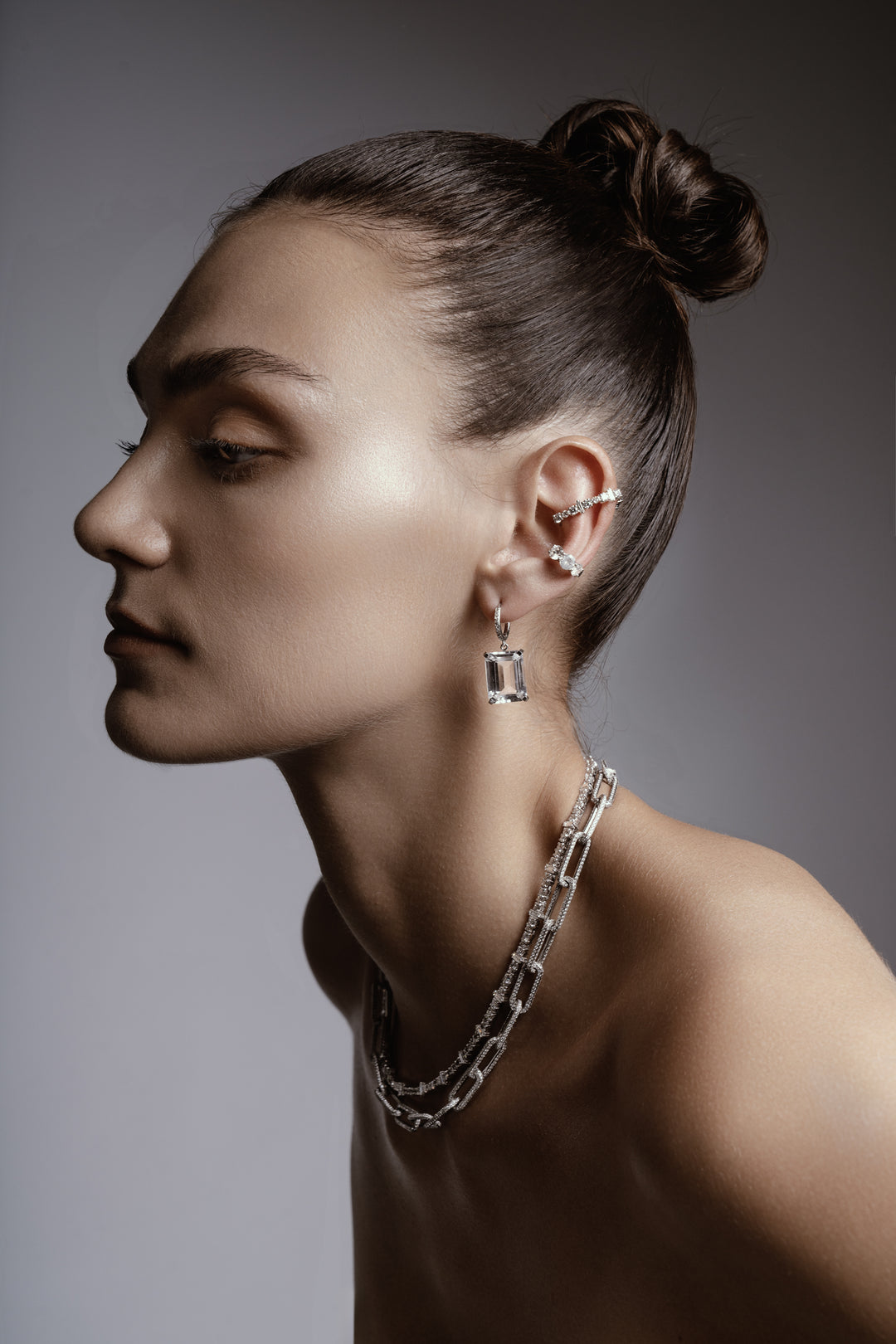Royal Crown White Topaz Hoops