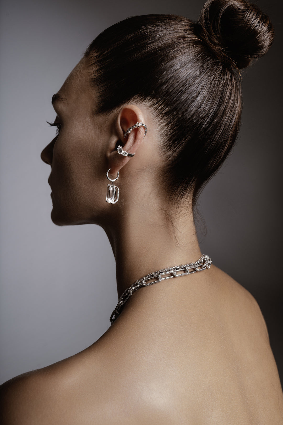 Royal Crown White Topaz Hoops