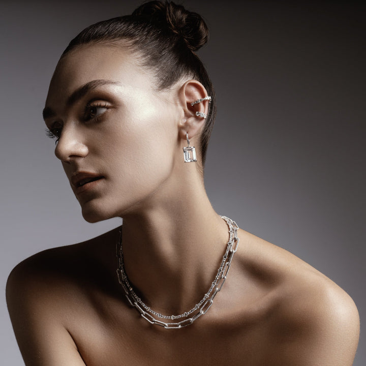 Royal Crown White Topaz Hoops