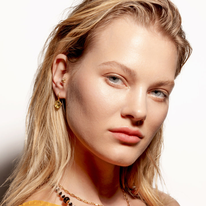 Crown Midi Hoops Lemon Topaz
