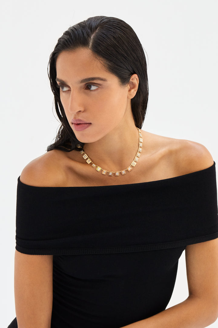 Baguette Diamond Tile Necklace