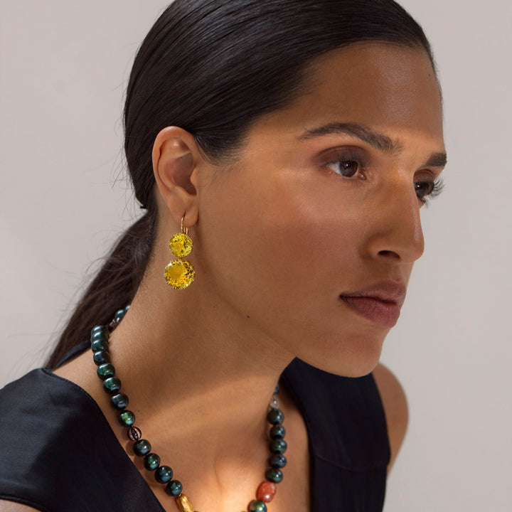 Double Crown Lemon Topaz, Earrings, Ileana Makri