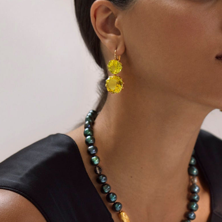 Double Crown Lemon Topaz, Earrings, Ileana Makri