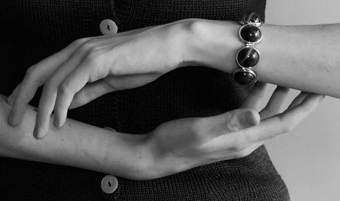 Large Inlaid Howlite Dome Bracelet - Ileana Makri