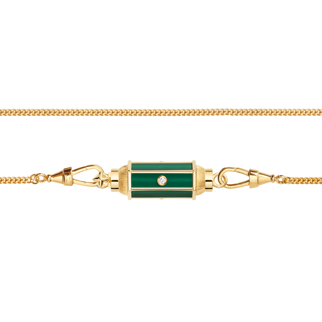 Malachite & Diamond Baby Locket (37cm)
