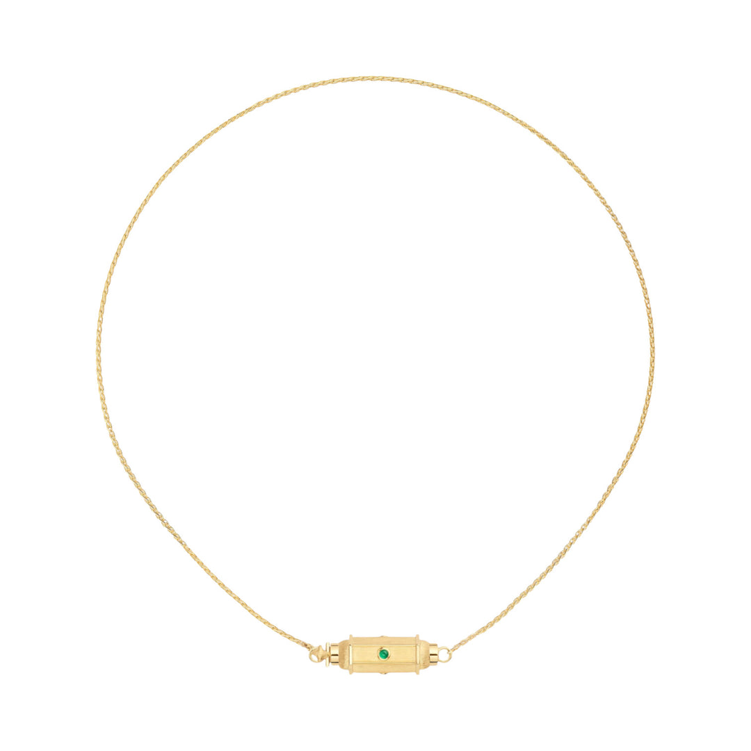 Micro coco emerald locket necklace (37cm)