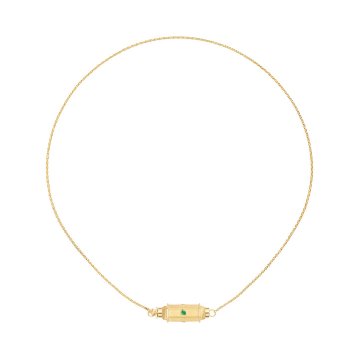 Micro coco emerald locket necklace (37cm)