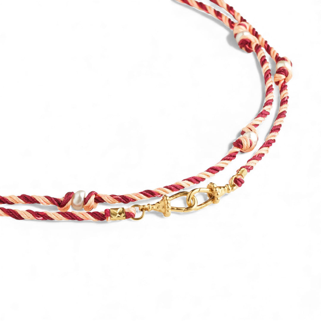 Mauli Silky Burgundy & Beige