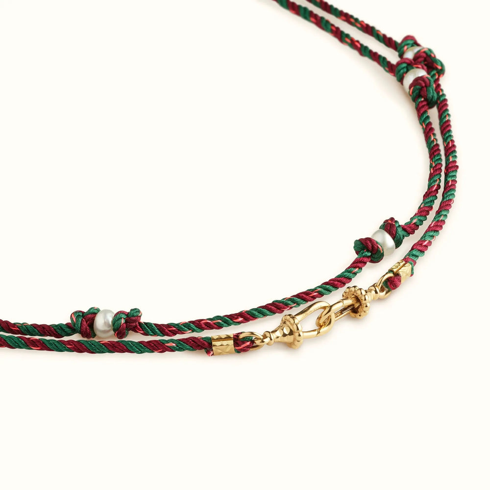 Mauli Silky Burgundy & Green (42cm), Necklaces, Ileana Makri, Necklaces