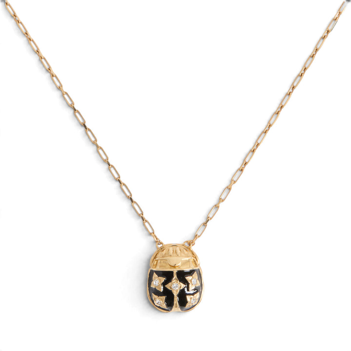 Lady Scarab Necklace Black Enamel