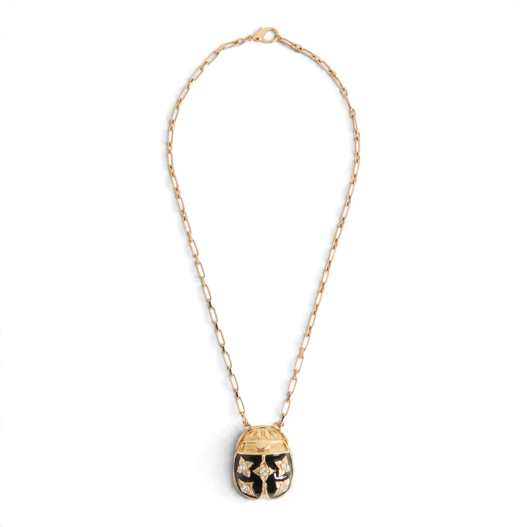 Lady Scarab Necklace Black Enamel