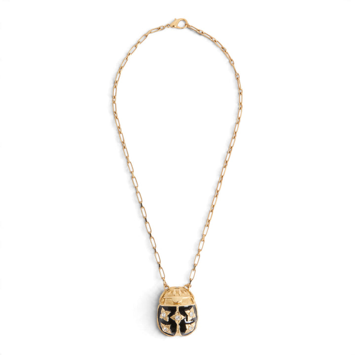 Lady Scarab Necklace Black Enamel