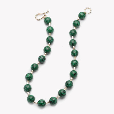 Beaded Malachite Ball Chain Necklace - Ileana Makri