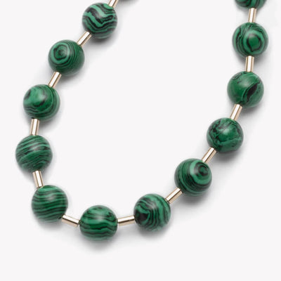 Beaded Malachite Ball Chain Necklace