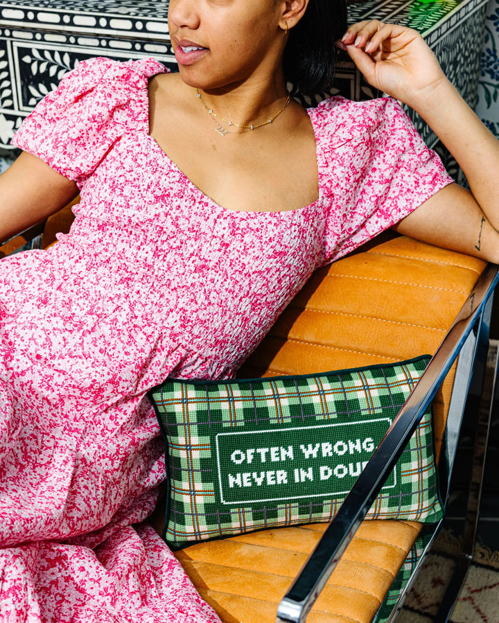 Often Wrong Needlepoint Pillow