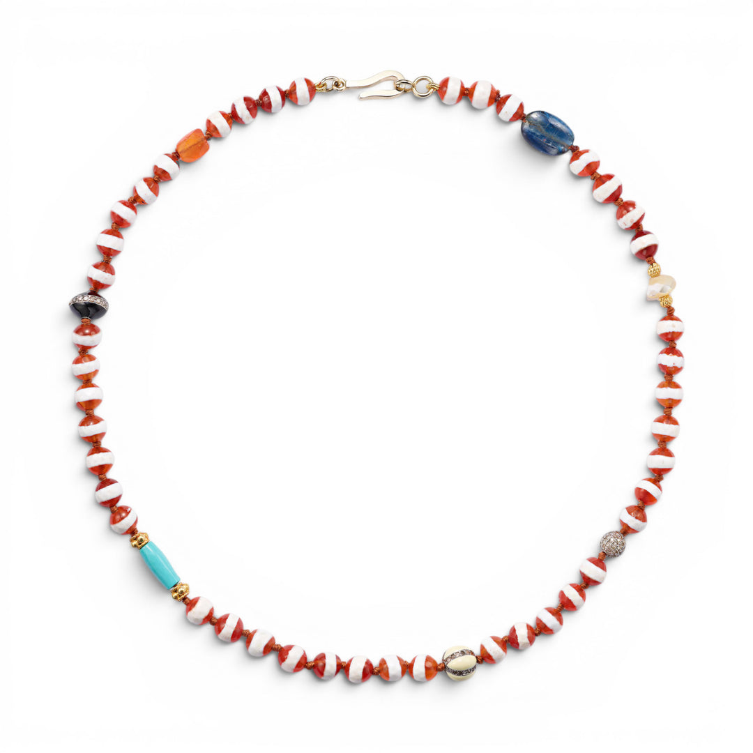 Brown Agate Stripe Necklace 164 (40cm)